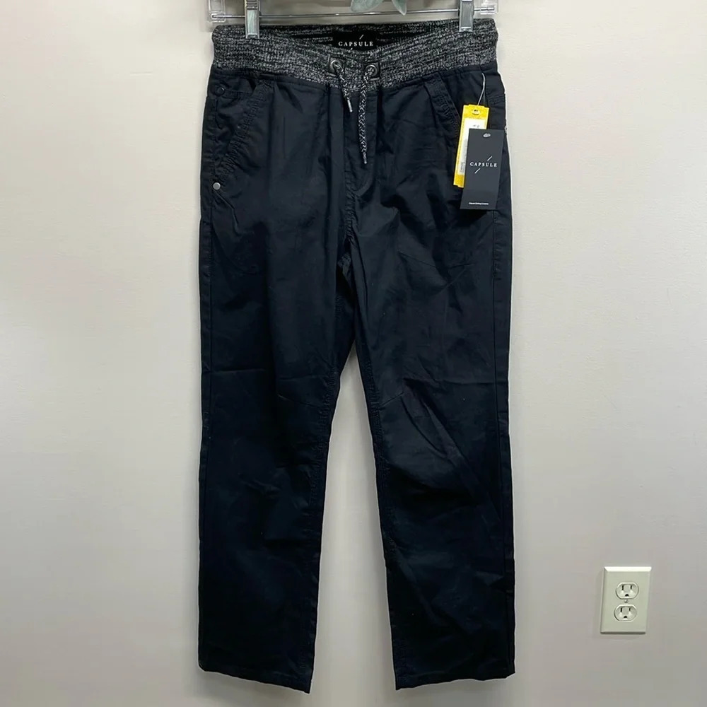 NWT Capsule from Stitch Fix Elastic Band Waist Woven Cotton Pull On Pant Black L